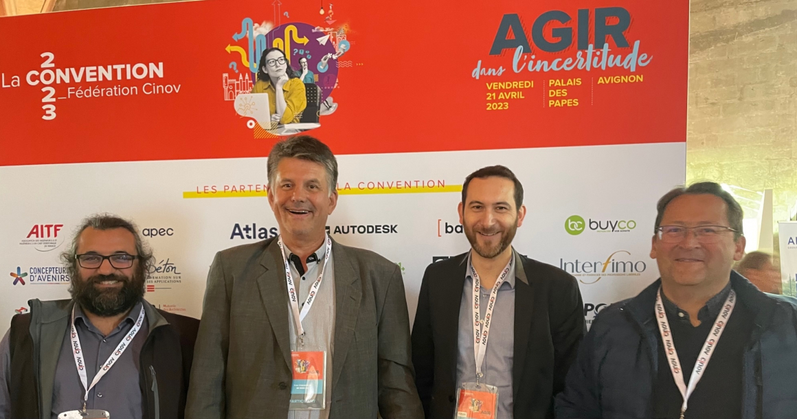 <p>Gilles Castel (à droite) accompagné par Pierre Kaskassian, Yves Chalandar et Aurélien Bluon-Vannier</p>